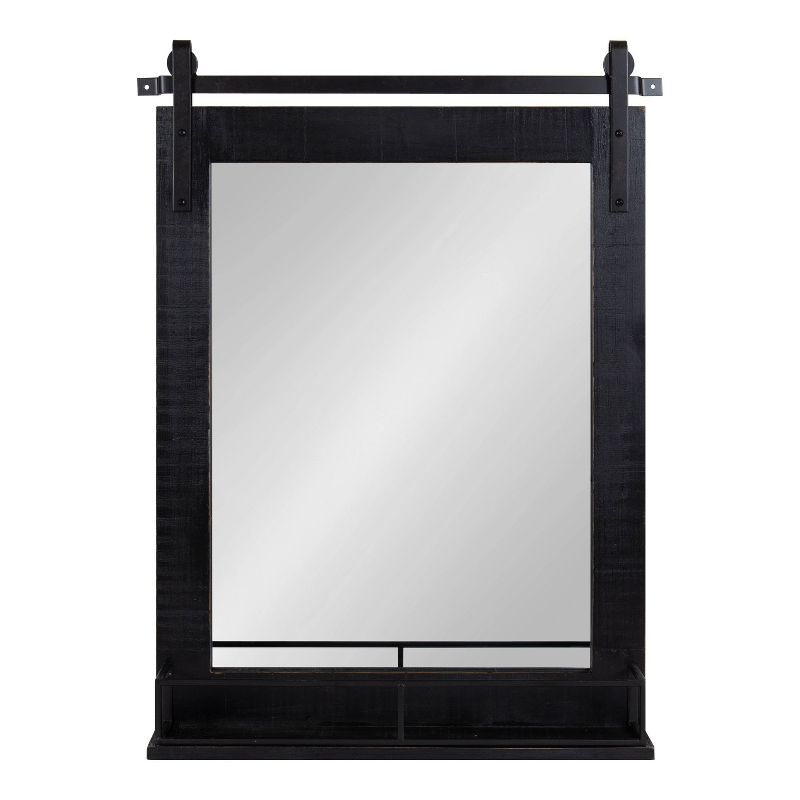 24" x 31" Cates Framed Wall Mirror with Shelf Black - Kate & Laurel All Things Decor: Modern Rectangular, No Assembly Required