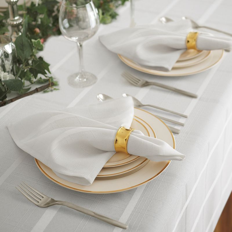 Elegance Plaid Stain & Water Resistant Tablecloth - 60" x 84" Oval - White - Elrene Home Fashions