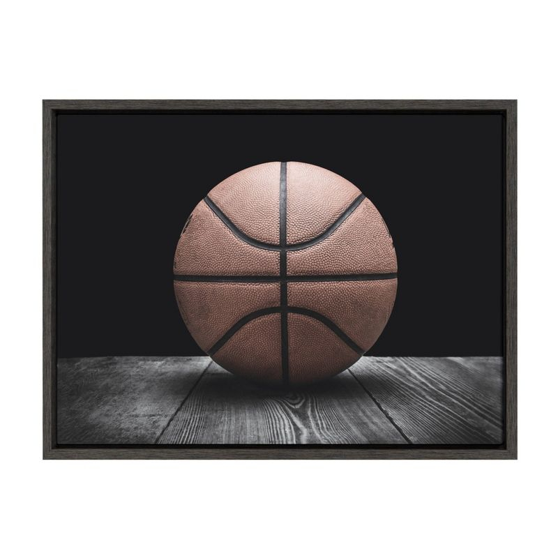 18" x 24" Sylvie Vintage Basketball Framed Canvas By Shawn St. Peter - DesignOvation: Sports Wall Art, Nursery Decor