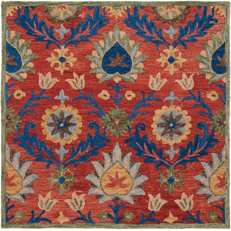 Blossom BLM563 Hand Tufted Area Rug - Red/Blue - 6'x6' - Safavieh.