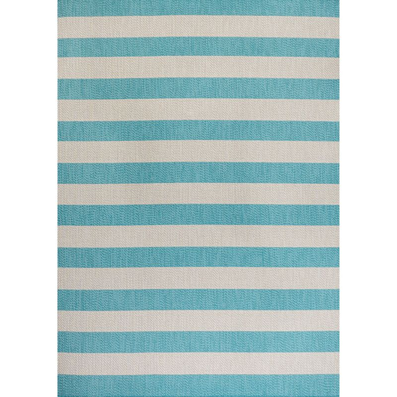 3' x 5' Negril Two-Tone Wide Stripe Indoor/Outdoor Area Rug, Aqua/Cream - JONATHAN Y