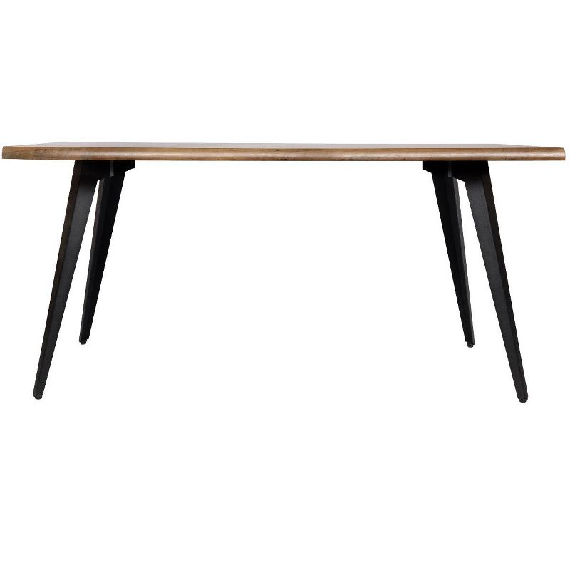 LeisureMod Ravenna Modern Rectangular Wood 63" Dining Table with Metal Legs - Sleek Design, Perfect for Dining Rooms, Dark Brown
