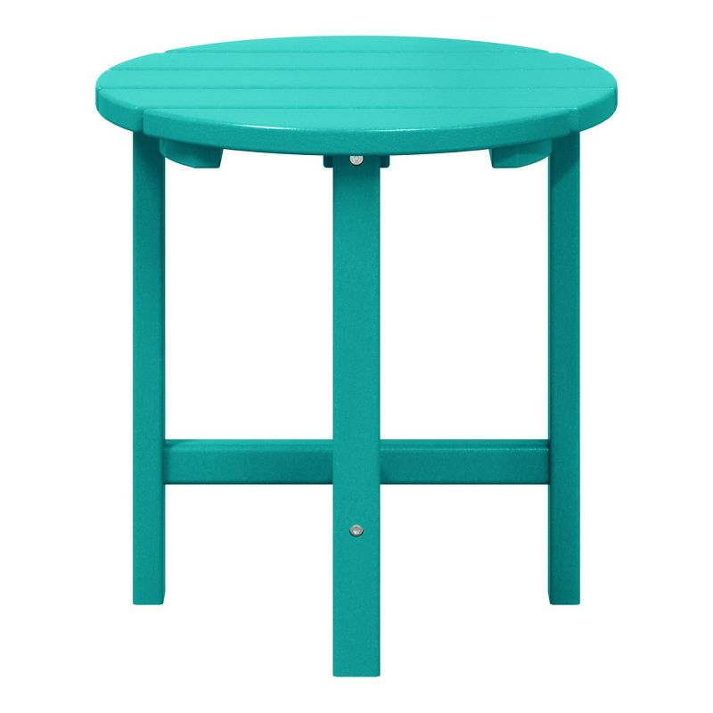 WestinTrends All-Weather Outdoor Patio Round Poly Adirondack Side Table, Turquoise