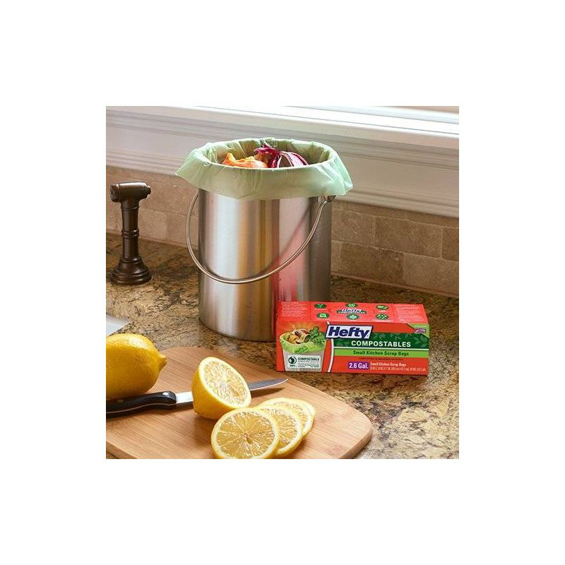 Hefty Compostables Small Kitchen Scrap Trash Bag - 2.6gal/20ct