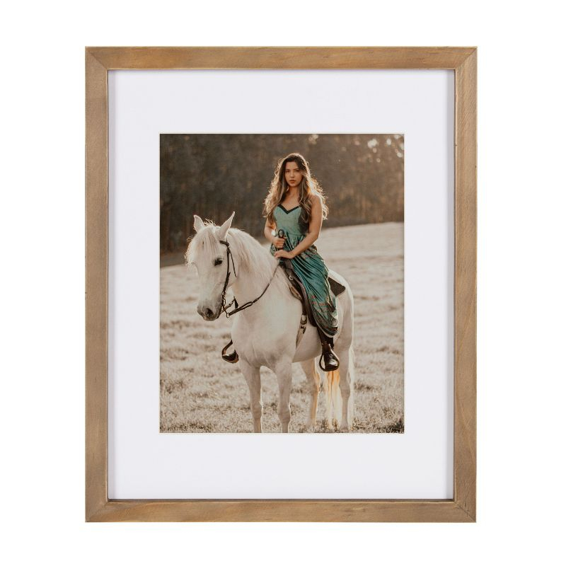DesignOvation Gallery Rectangle Wood Wall Frame, 11x14 matted to 8x10, Rustic Brown