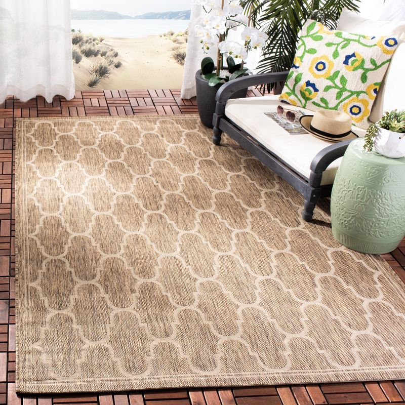 Courtyard CY6016 Power Loomed Indoor and Outdoor Area Rug - Brown/Beige - 8'x11' - Safavieh