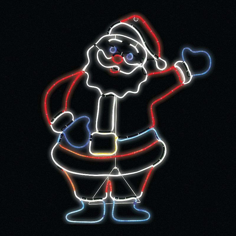 Gemmy Light-Up Glo Santa Outdoor Sign - 35 in x 29 in - Multicolored