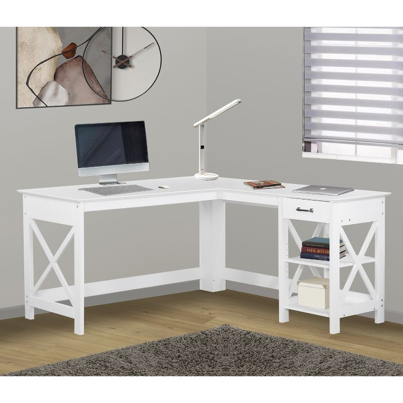 Saint Birch L-Desk, White