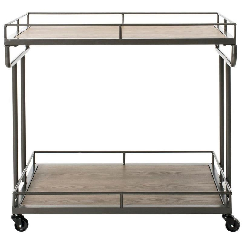 Dawson 2 Tier Rectangle Bar Cart - BCT6200A - Rustic Oak/Gunmetal - Safavieh