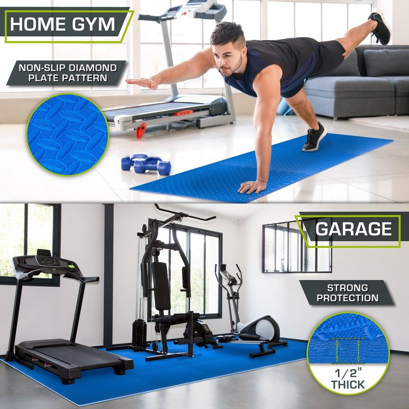 Exercise Puzzle Mat 1/2-in, Blue, 144 Sq Ft - 36 Tiles