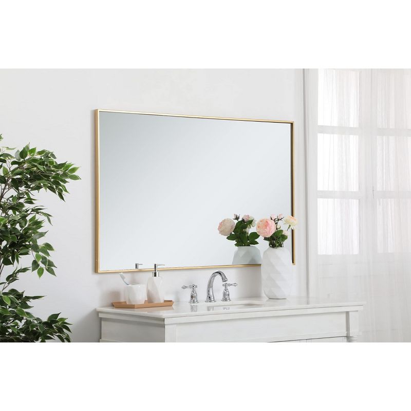 Elegant Lighting Metal frame rectangle mirror 30 inch in Brass