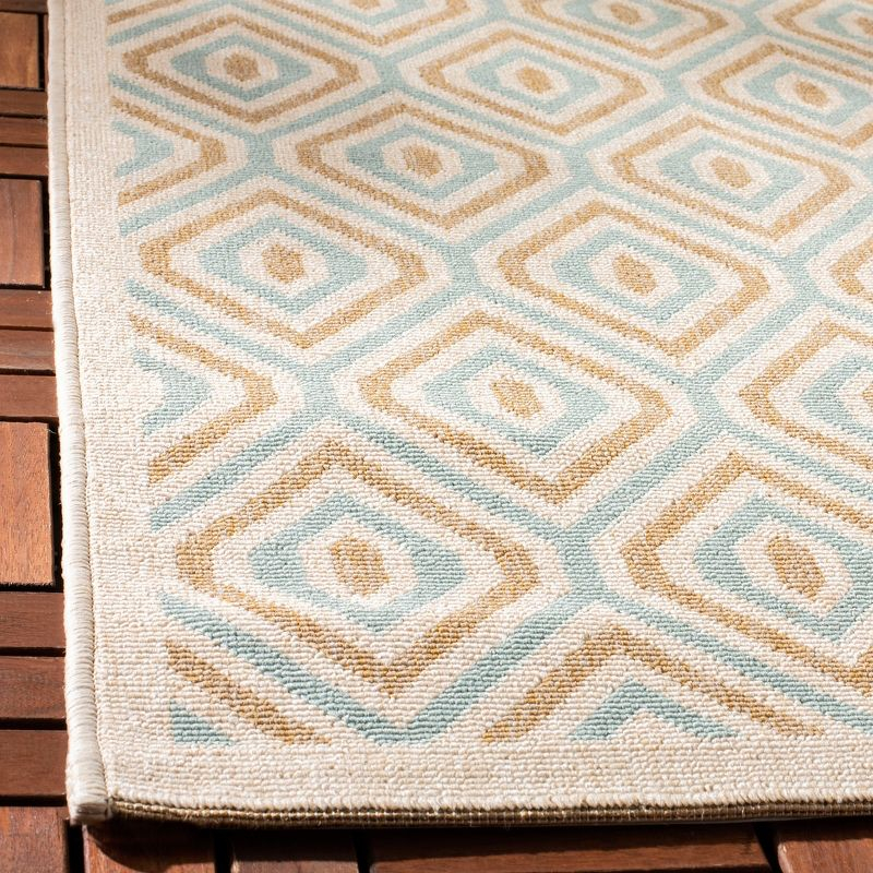 Veranda VER003 Power Loomed Indoor/Outdoor Area Rug - Cream/Aqua - 6'7"x9'6" - Safavieh.