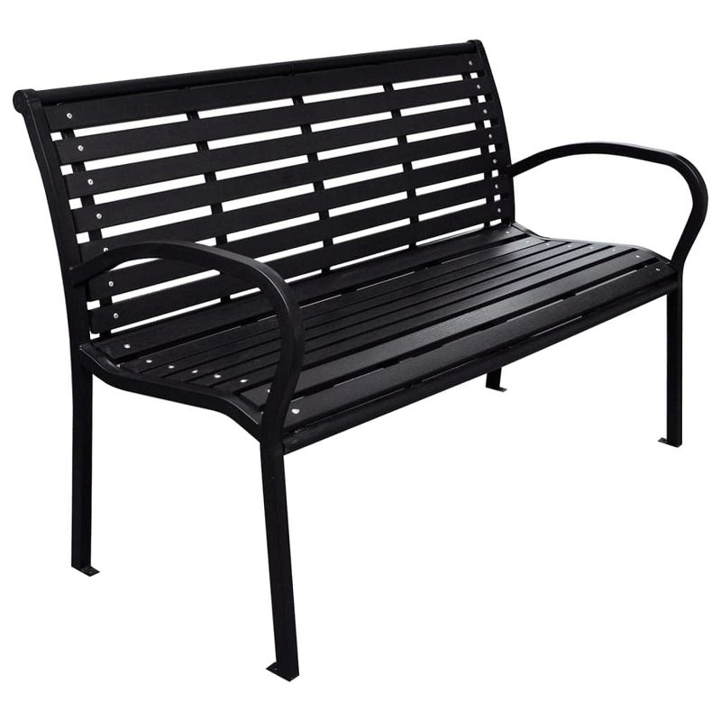 vidaXL Patio Bench, Black 45.7" Steel and WPC