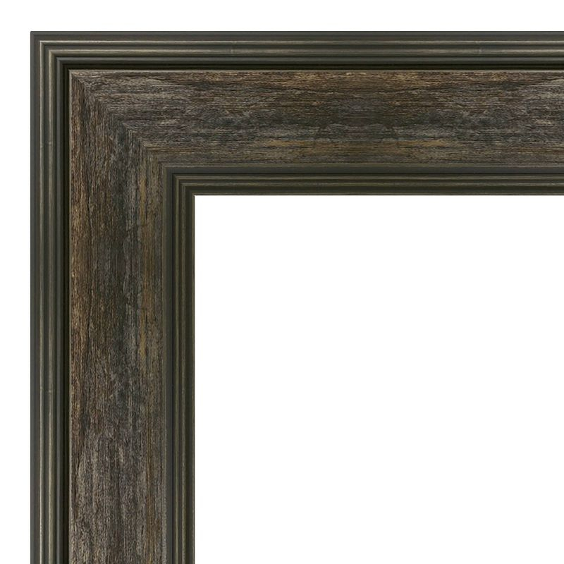 34" x 28" Non-Beveled Rail Rustic Char Wall Mirror - Amanti Art: Rectangle, Polystyrene Frame, Wall Mounted