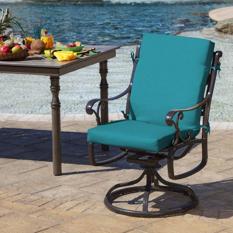 Arden 44"x20" Outdoor High Back Dining Chair Cushion Lake Blue Leala Texture: Water-Resistant, UV Protection