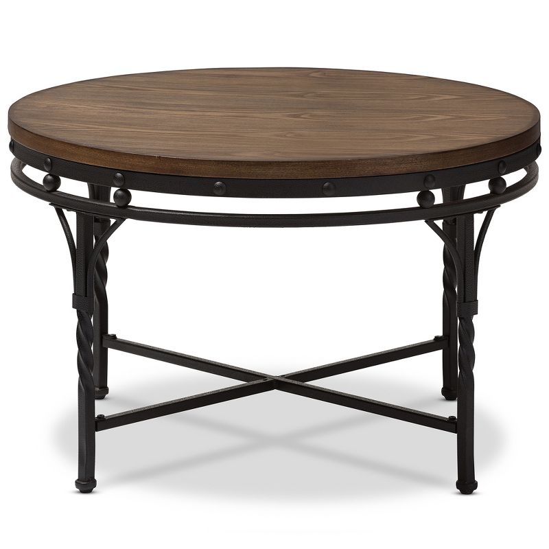 Baxton Studio Austin Vintage Industrial Round Coffee Cocktail Occasional Table: MDF & Metal