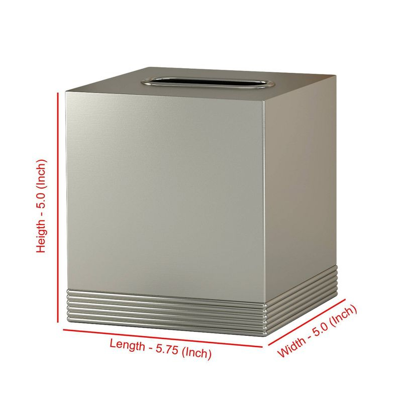 Special Metal Square Facial Tissue Box Cover - Nu Steel: Stainless Steel Holder, Pewter Finish, Bathroom Accessory