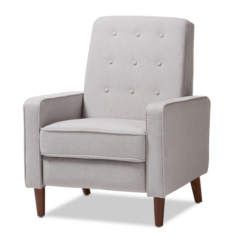 Mathias Mid Century Modern Fabric Upholstered Lounge Chair Light Gray - Baxton Studio: Recliner, Home Office Furniture