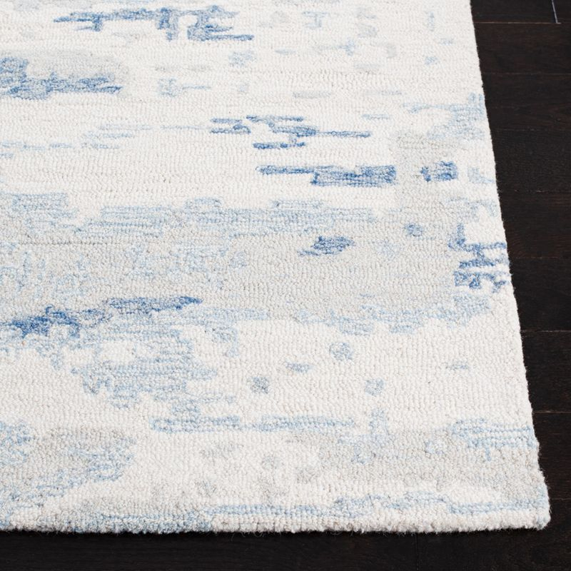 Abstract ABT465 Handmade Indoor Area Rug - Ivory/Blue - 6'x6' - Safavieh