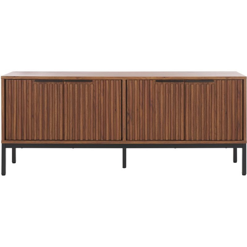 Lylia 4 Door Media Stand - MED9623 - Walnut/Black - Safavieh