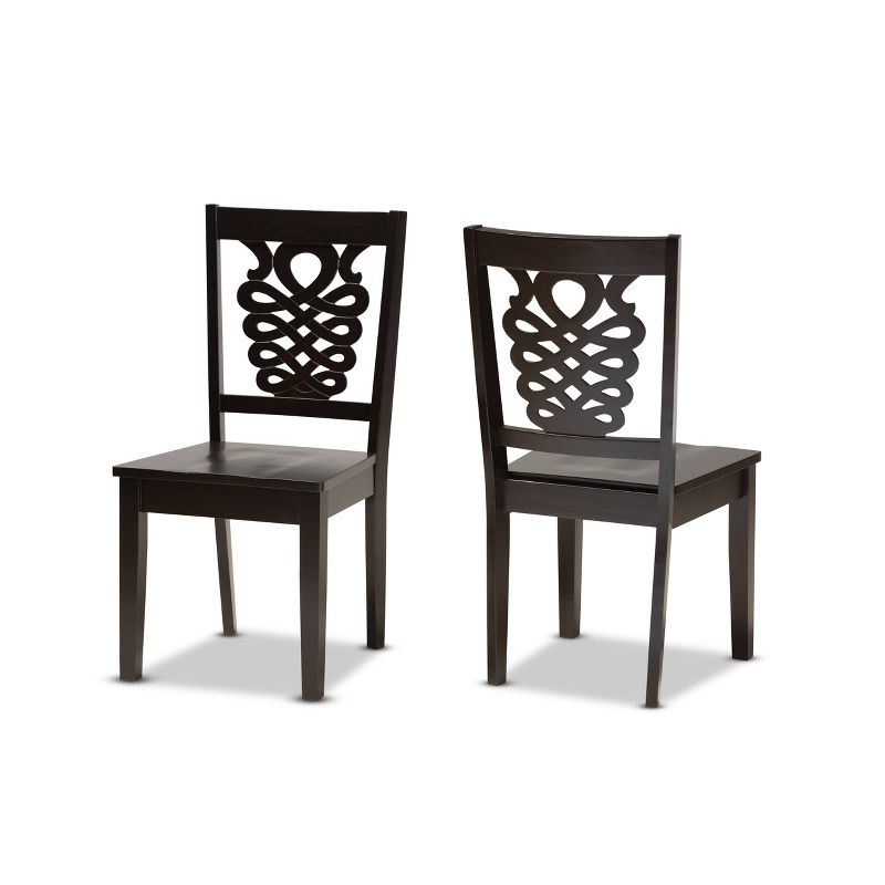 2pc GervaisTransitional Wood Dining Chair Set Brown - Baxton Studio: Polyester Upholstery, Spot Clean, Armless