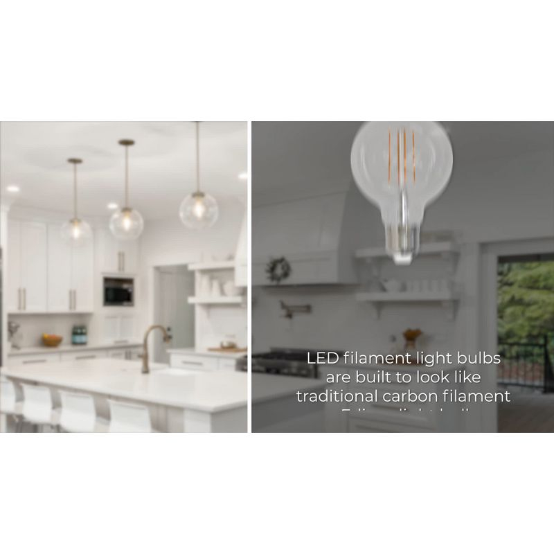 Bulbrite 2pk 3W Vintage Edison Dimmable Light Bulbs Clear: LED A19, 100W Equivalent, E26 Base, Energy Star, App Compatible