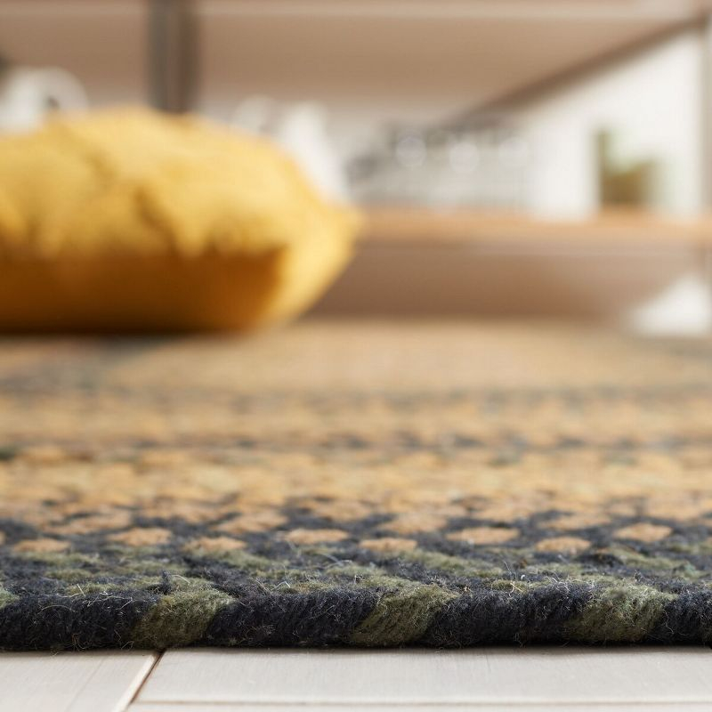 Braided BRD651 Flat Weave Indoor Area Rug - Gold/Sage - 5'x8' Oval - Safavieh