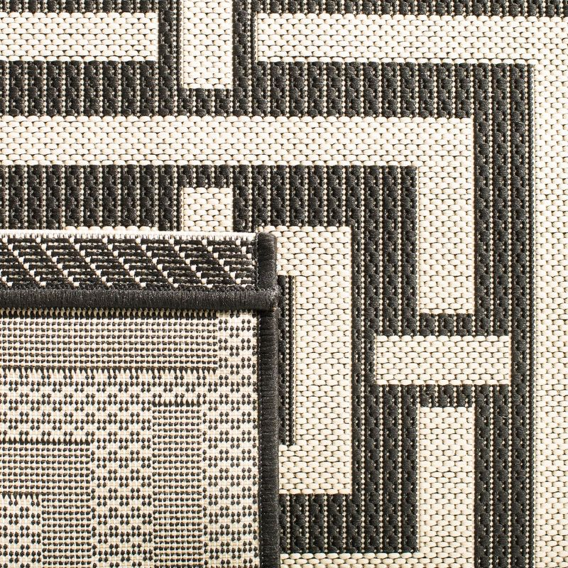 Courtyard CY6937 Power Loomed Indoor and Outdoor Area Rug - Black/Bone - 4'x5'7" - Safavieh