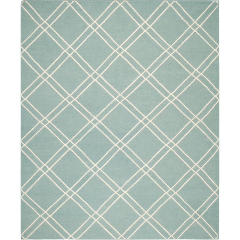 Dhurries DHU638 Hand Woven Area Rug - Light Blue/Ivory - 8'x10' - Safavieh.