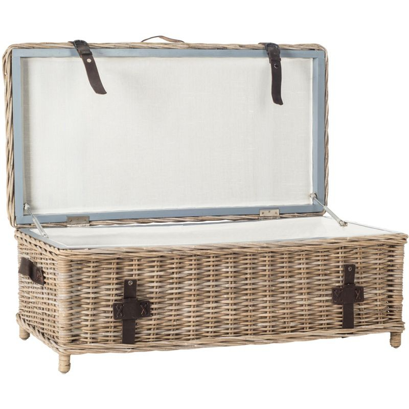 Navarro Rattan Coffee Table Trunk - Grey - Safavieh