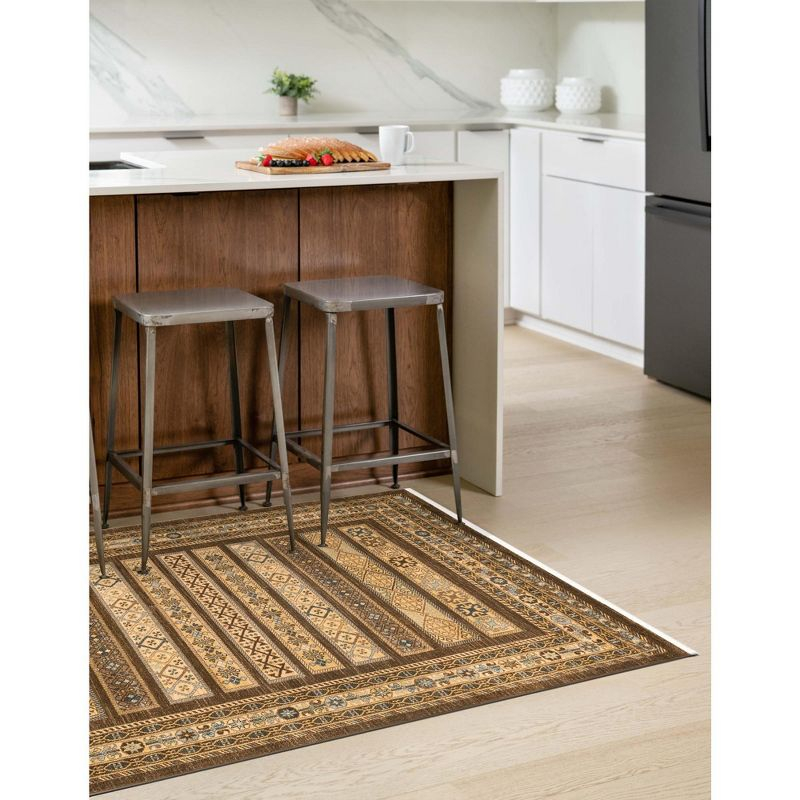 Unique Loom Fars Collection Area Rug - Pasadena (7' 1" x 10' Rectangle Brown/Light Blue)