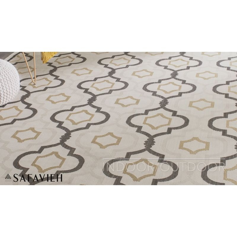 Courtyard CY7938 Power Loomed Indoor and Outdoor Accent Rug - Beige/Black - 2'7"x5' - Safavieh