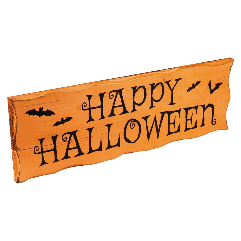 Northlight 24" Wooden 'Happy Halloween' Wall Sign with Bats