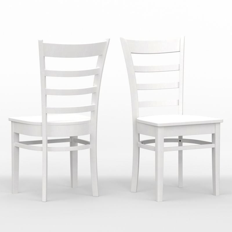 Glenwillow Home Slat Back Solid Wood Dining Chairs in White (Set of 2)