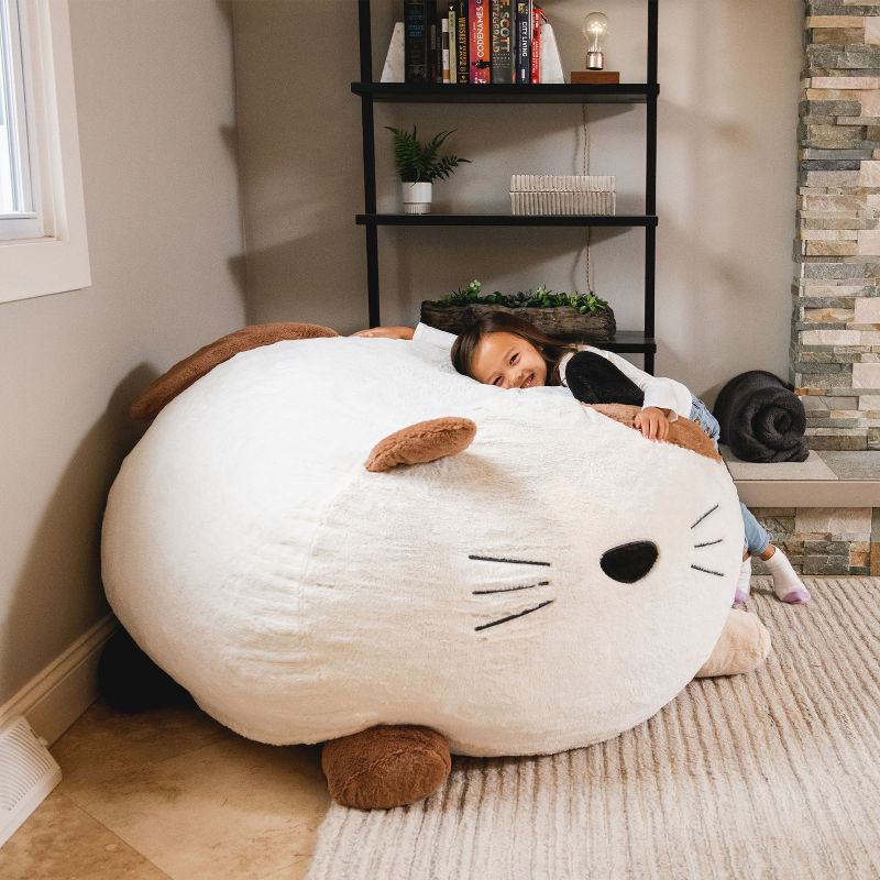 Big Joe Wild Things Foam Filled Animal Bean Bag Chair with Removable Cover, Soft Faux Fur, Kids and Teens,Francesca Feline
