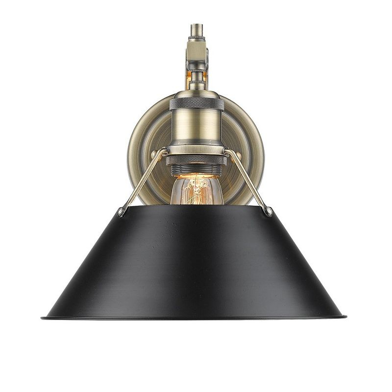 Golden Lighting Orwell 1-Light Wall Sconce in Aged Brass with Black