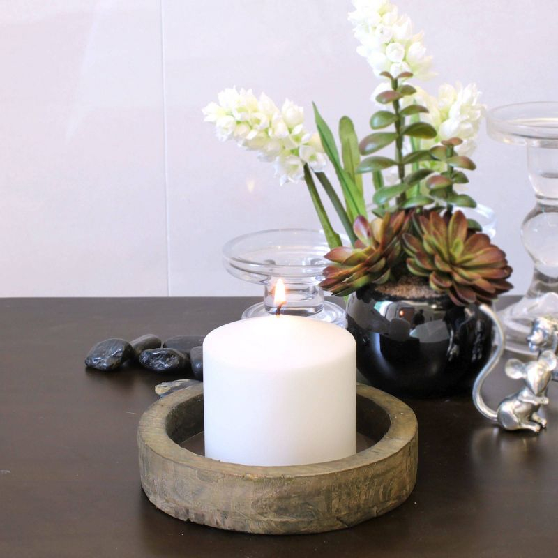 6pk 3" x 3" Pillar Candles White - Stonebriar Collection: Smokeless, Machine-Poured, 18hr Burn Time