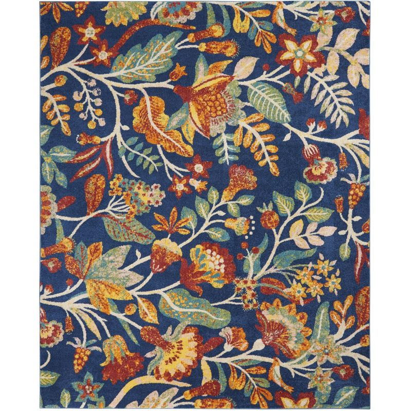 Nourison Allur Botanical Indoor Area Rug Navy Multicolor 9' x 12'
