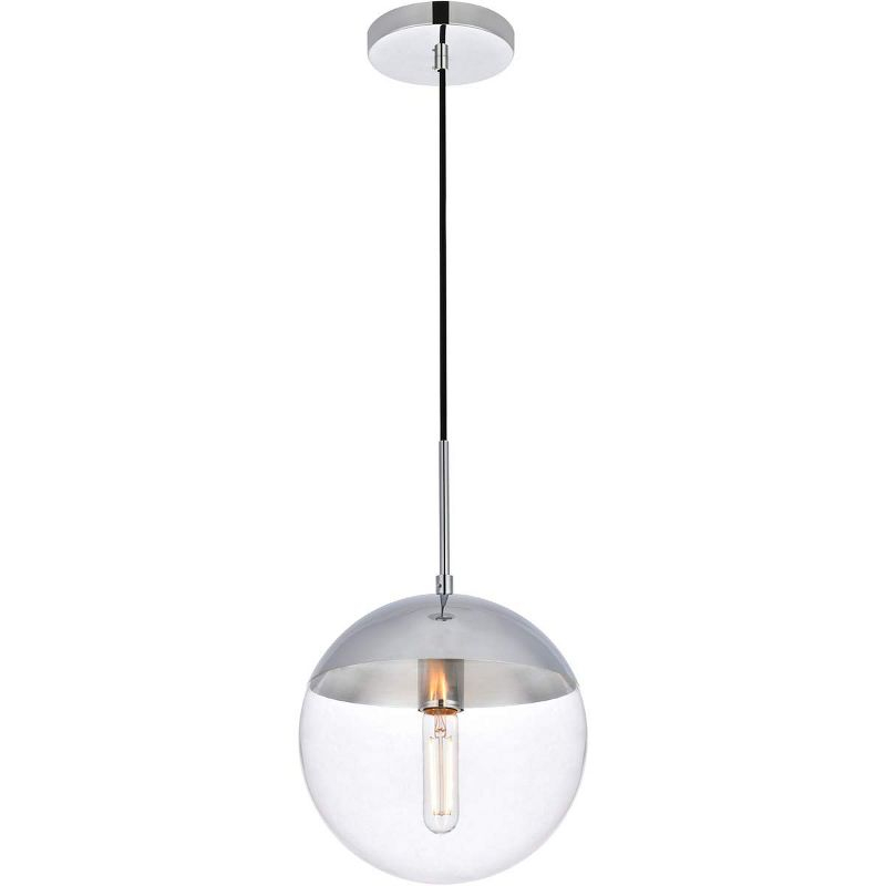 Elegant Lighting Eclipse 1 Light Chrome Pendant With Clear Glass