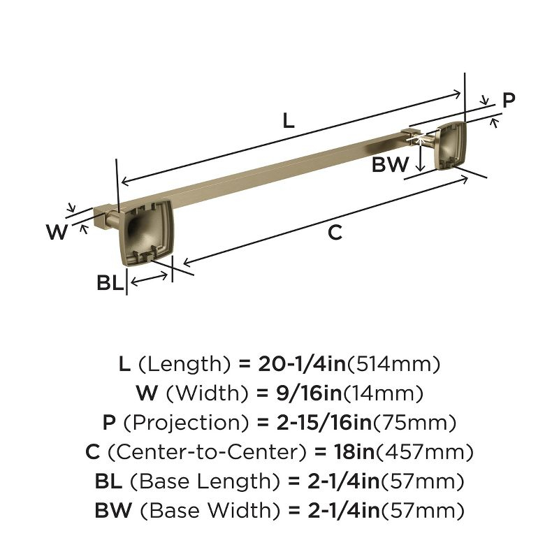 Amerock Stature Golden Champagne 18 inch (457mm) Towel Bar
