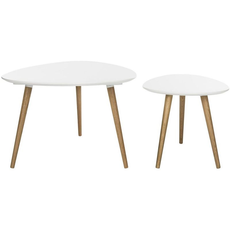 Saffron Split Coffee Table - White/Oak - Safavieh