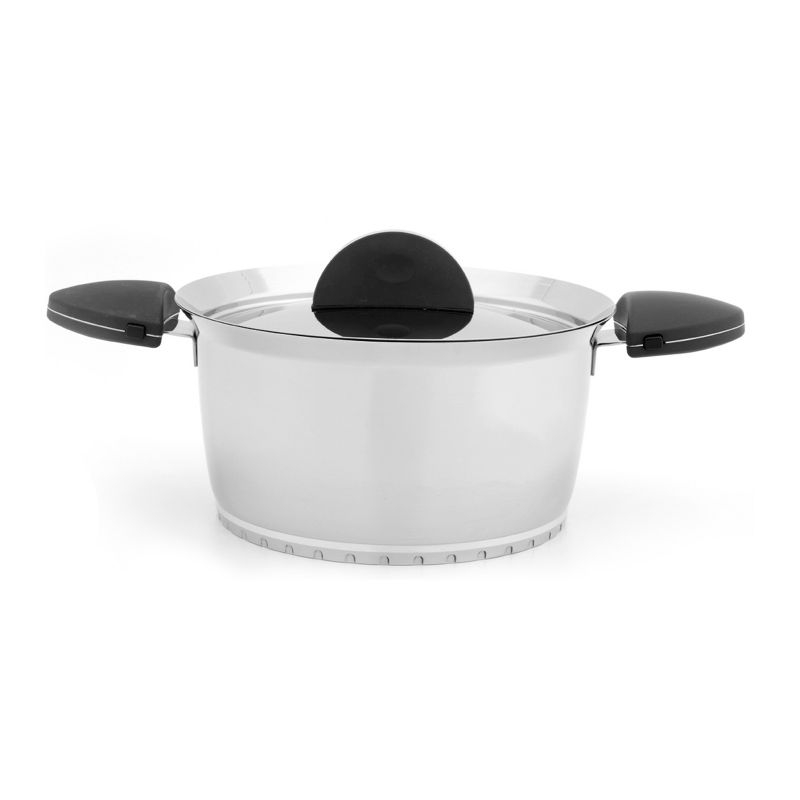 BergHOFF Stacca 8" 18/10 Stainless Steel Covered Casserole, Black