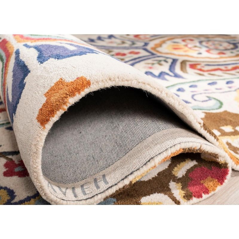 Bella BEL118 Hand Tufted Area Rug - Ivory/Teal - 5'x5' - Safavieh.