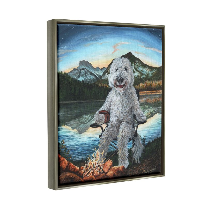 Stupell Industries Dog by Campfire LandscapeFloater Canvas Wall Art, 17 x 21
