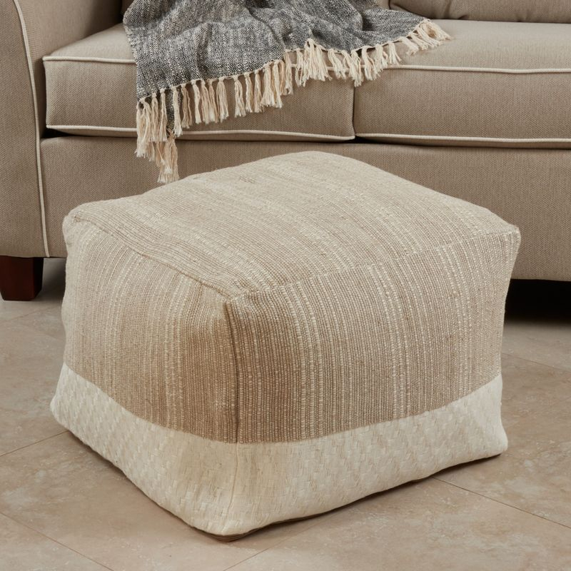 Saro Lifestyle Two-Tone Pouf, 20"x20"x14" Square, Natural