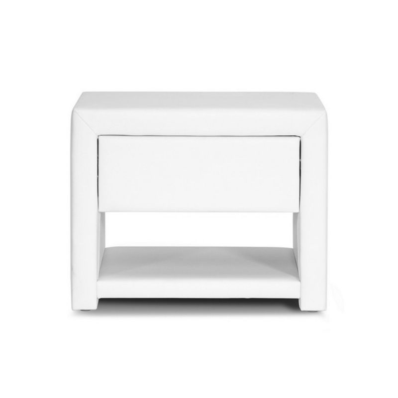 Massey Upholstered Modern Nightstand White - Baxton Studio: Faux Leather, Plywood Frame, No Assembly Required