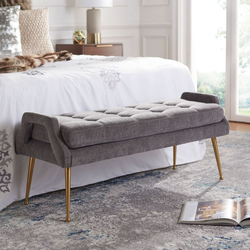 Everdeen Bench  - Charcoal/Gold - Safavieh