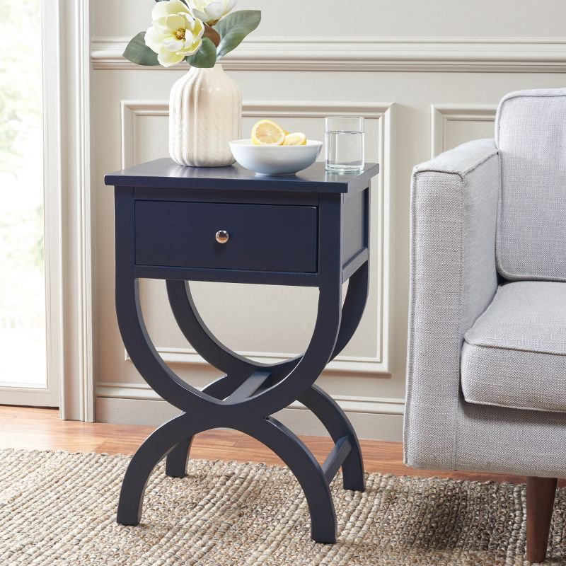 Maxine Accent Table With Storage Drawer - AMH6608G - Navy - Safavieh Couture