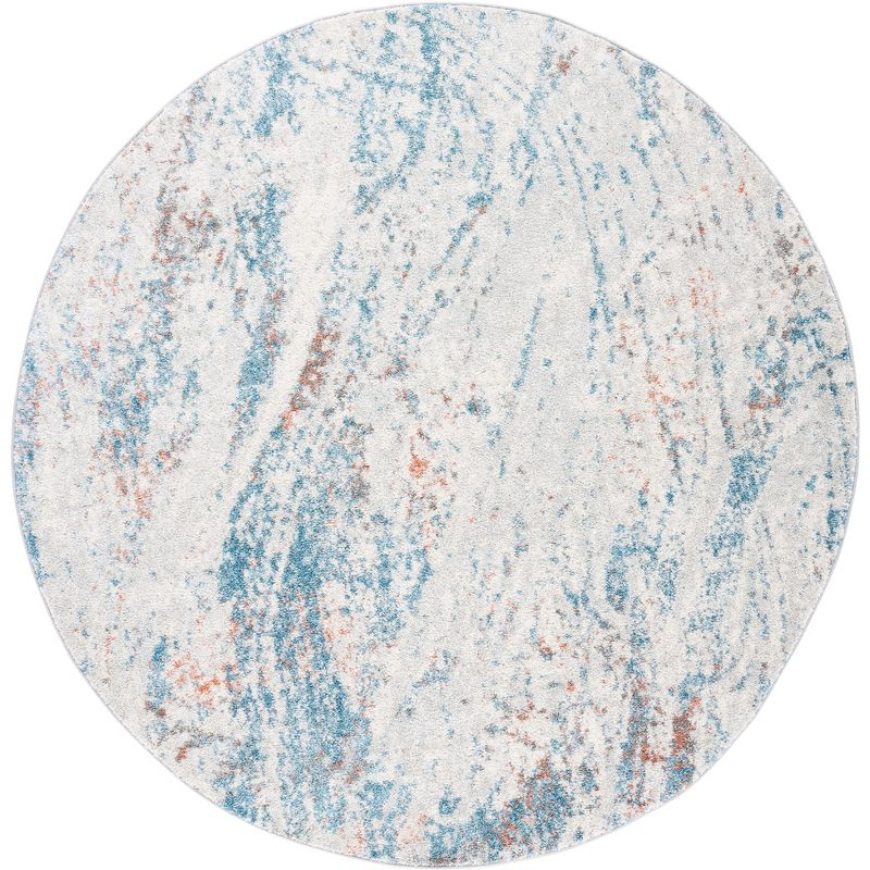 Tulum TUL210 Power Loomed Area Rug - Ivory/Blue - 3' round - Safavieh.