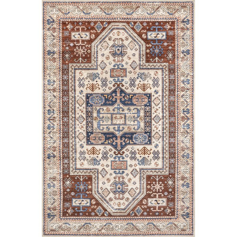 Nuloom Órla Bordered Pet Friendly Machine Washable Area Rug, 4' x 6', Rust